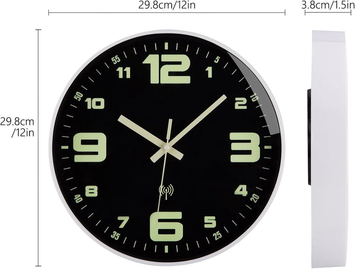 Leuchtend Wanduhr Funk Wanduhr Ohne Tickgeräusche Lautlos 30cm Quarz Modern Gross Batterie Wanduhr E