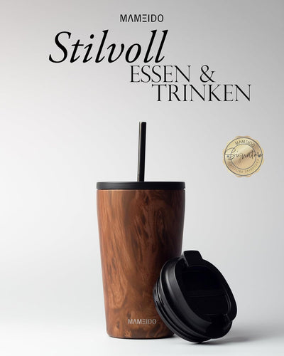 MAMEIDO Thermobecher mit Strohhalm 470ml & 700ml - Trinkbecher mit Deckel und Strohhalm aus Edelstah