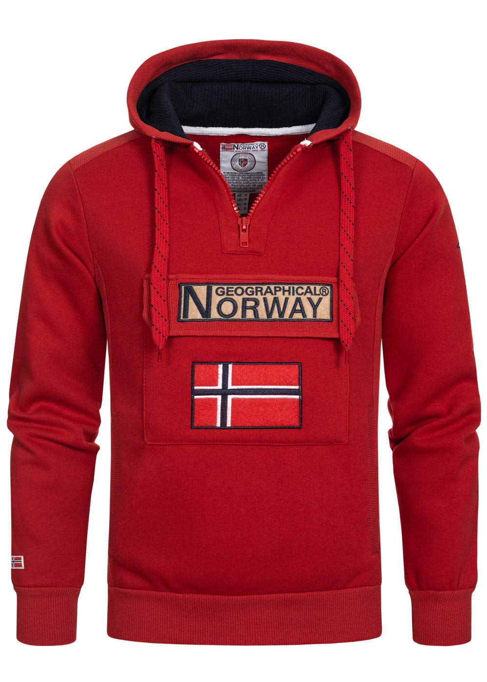 Geographical Norway GYMCLASS Men - Herren Kängurutasche Hoodie Sweatshirt mit Markenlogo und Langarm