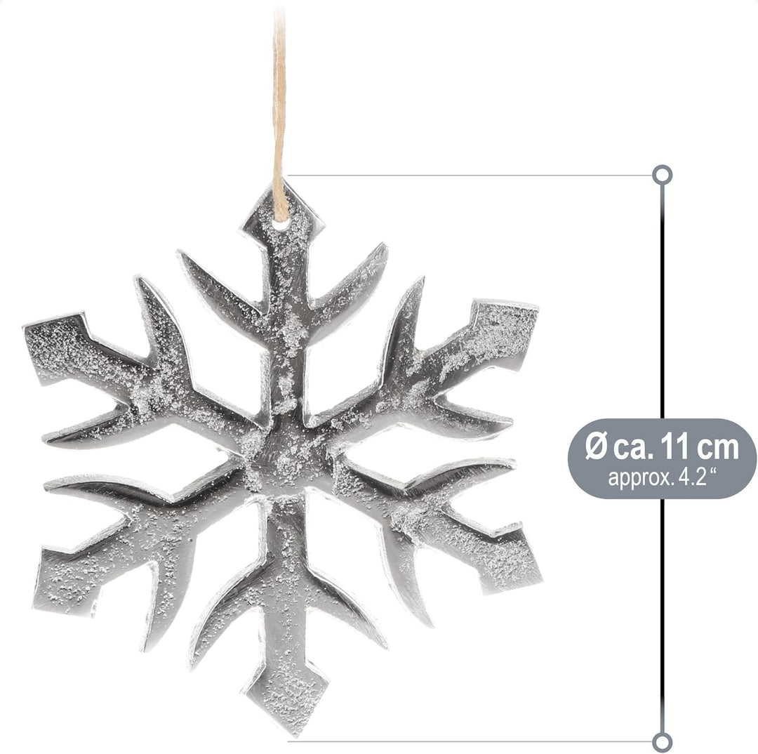 com-four® 6X Hängedeko Schneeflocke - Dekofigur aus vernickeltem Aluminium - weihnachtliches und Ele