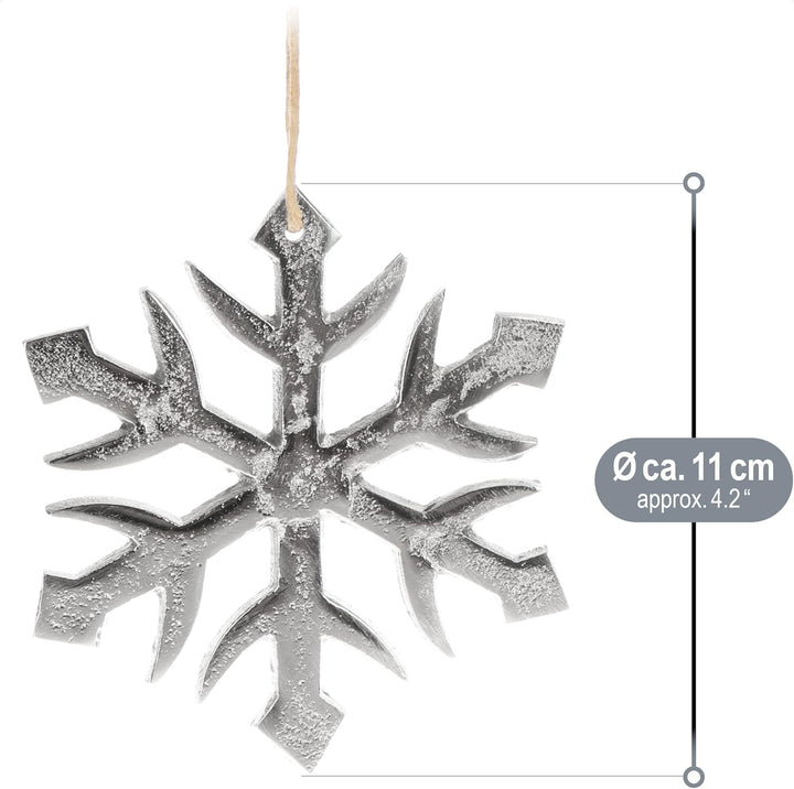 com-four® 6X Hängedeko Schneeflocke - Dekofigur aus vernickeltem Aluminium - weihnachtliches und Ele