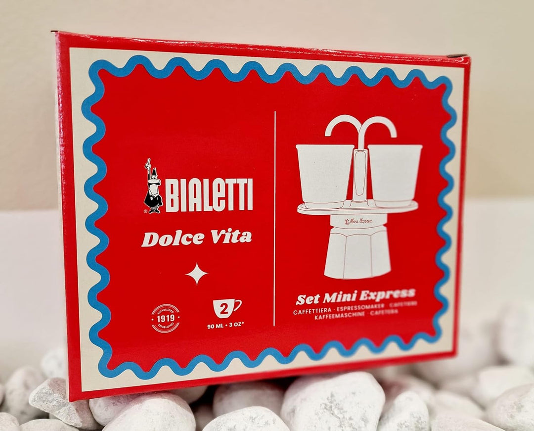 Bialetti Mini Express 2 Tassen | Kollektion Dolce Vita, Kaffeekanne Orange mit 2 Tassen