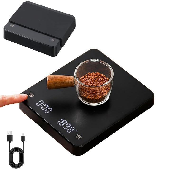Digitale Küchenwaage, Kaffee Espresso Waage mit Silikon Pad, Tara-Funktion, 0,1g Genau, Max. Gewicht