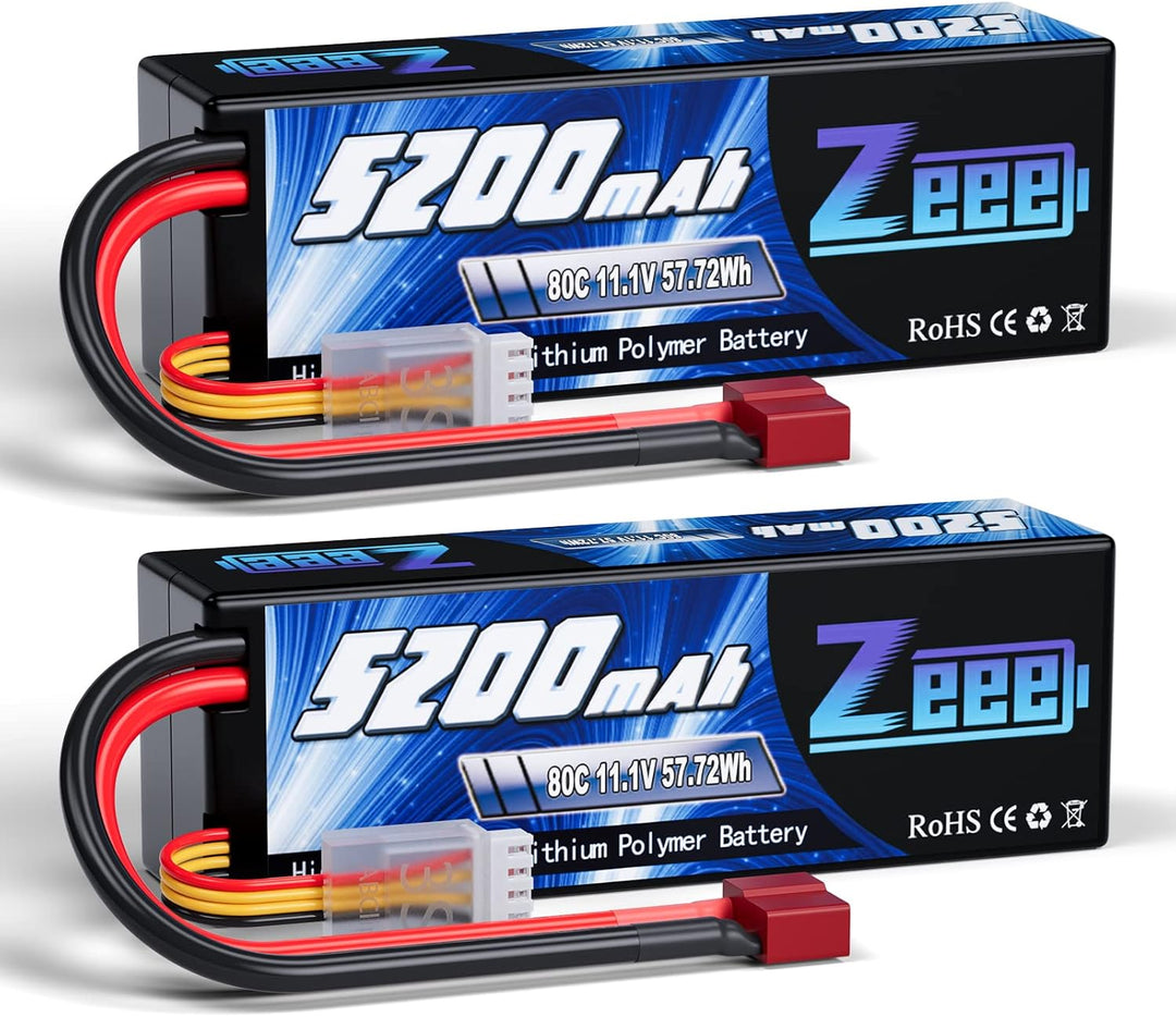 Zeee 3S LiPo Akku 11,1V 80C 5200mAh Hardcase Batterie mit T Stecker für RC Auto, RC Flugzeug, RC Hub