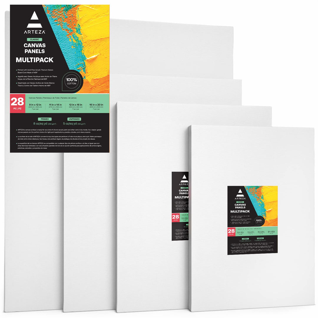 Arteza Malkarton, 22.8x30.4 cm, 27.9x35.5 cm, 30.4x40.6 cm, 40.6x50.8 cm 28er-Multipack, weisse grun