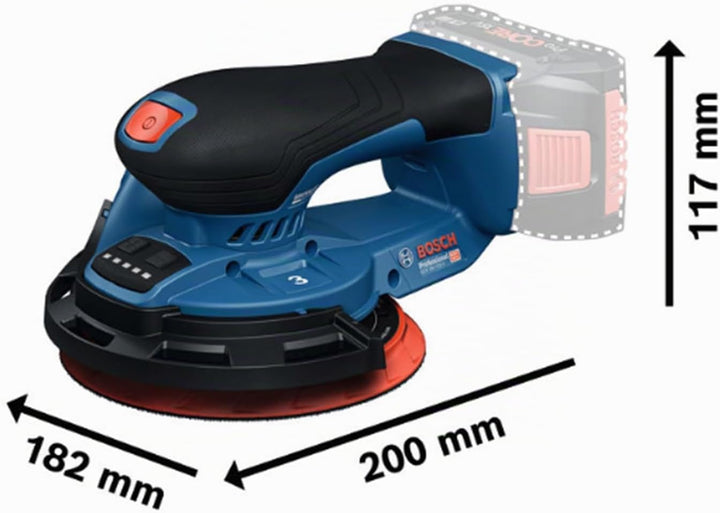 Bosch Professional 18V System Akku-Schleifer GEX 18V-150-3 (inkl. 1x Schleifpapier, 1x Staubbox, 1x