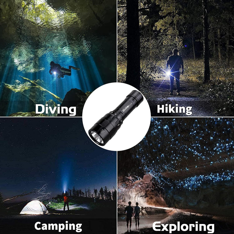 Wurkkos DL10R Tauchlampe, 4500 Lumen Unterwasser Taschenlampe Eingebaute USB-C-Aufladung, Cree XHP70