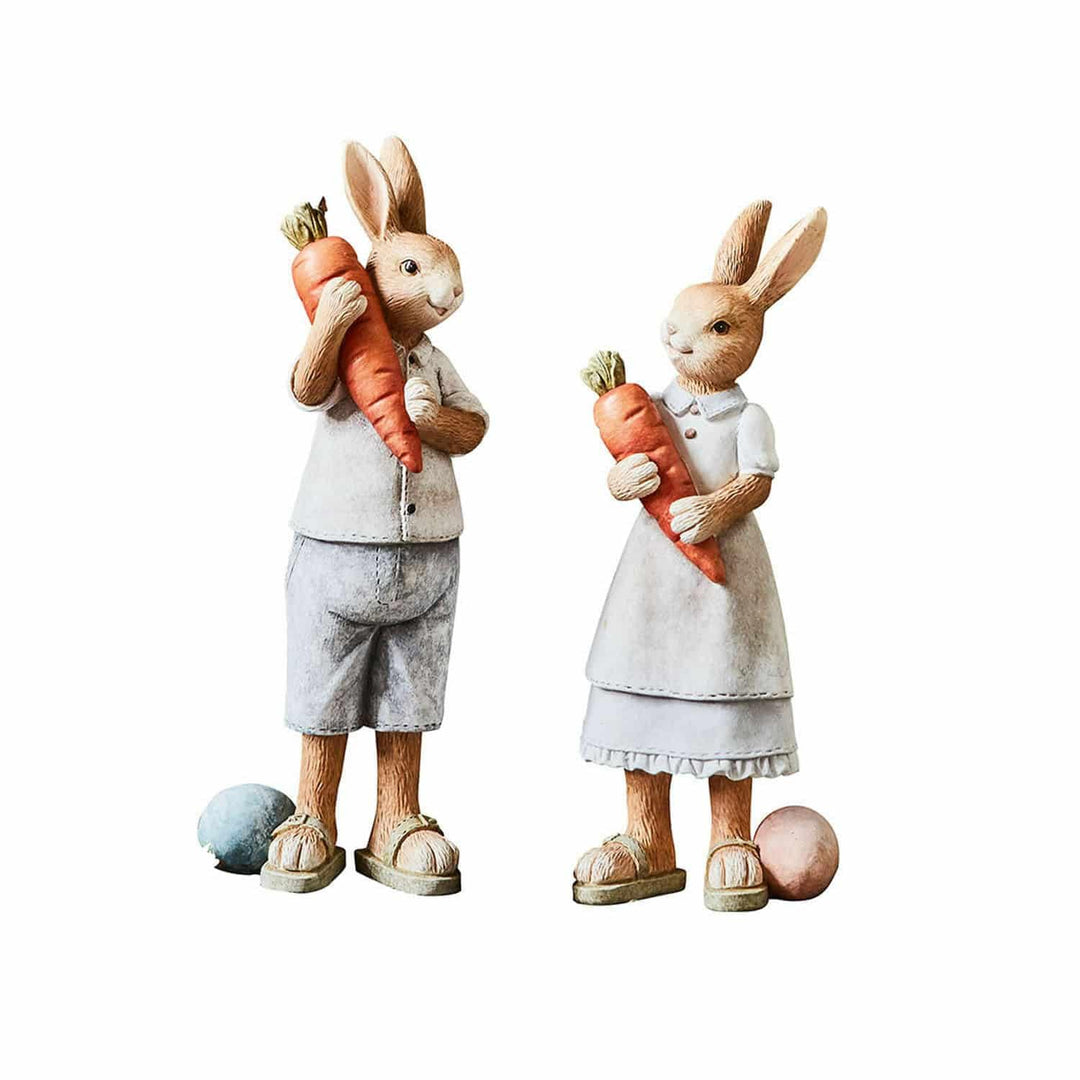 Loberon® Hase 2er Set Gimont, handbemaltes Häschen-Paar, detailverliebt gestaltet, nostalgischer Cha