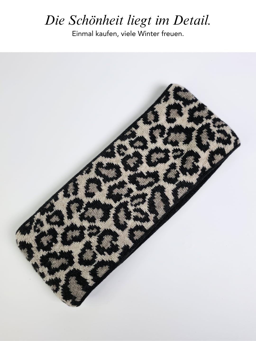 Baesics Stirnband Leo Taupe für Damen & Herren – warme & elastische Unisex Ohrenwärmer mit Fleecefut