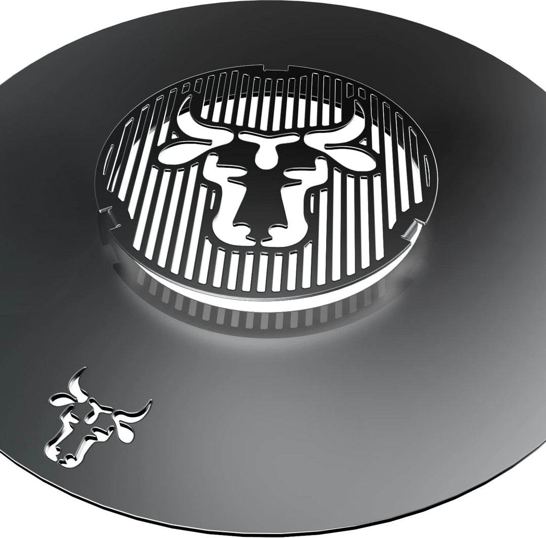 tuning-art GR05 Grillring + Grilleinsatz + Abstandshalter 3er Set | Rund | Bullenmotiv | Stahl | Pla