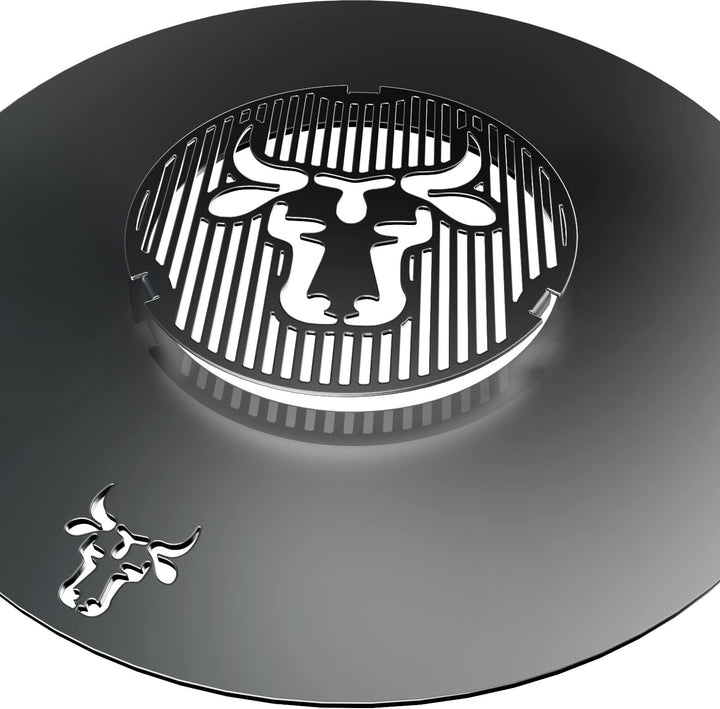 tuning-art GR05 Grillring + Grilleinsatz + Abstandshalter 3er Set | Rund | Bullenmotiv | Stahl | Pla