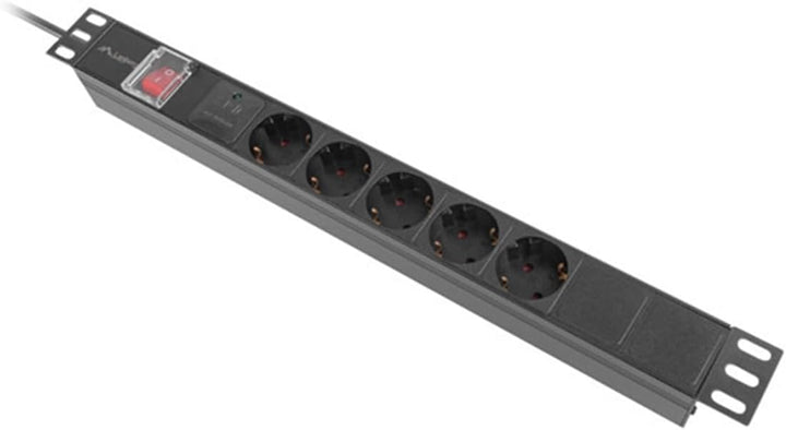 Lanberg PDU 19" 1U 16A 2M 5X SCHUKO OUTLETS Black