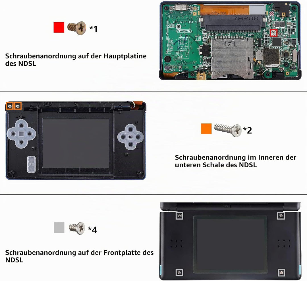 eXtremeRate Ersatz Gehäuse Case für Nintendo DS Lite NDSL, Voll Hülle&amp;Knöpfen&amp;Screen Protector Shell