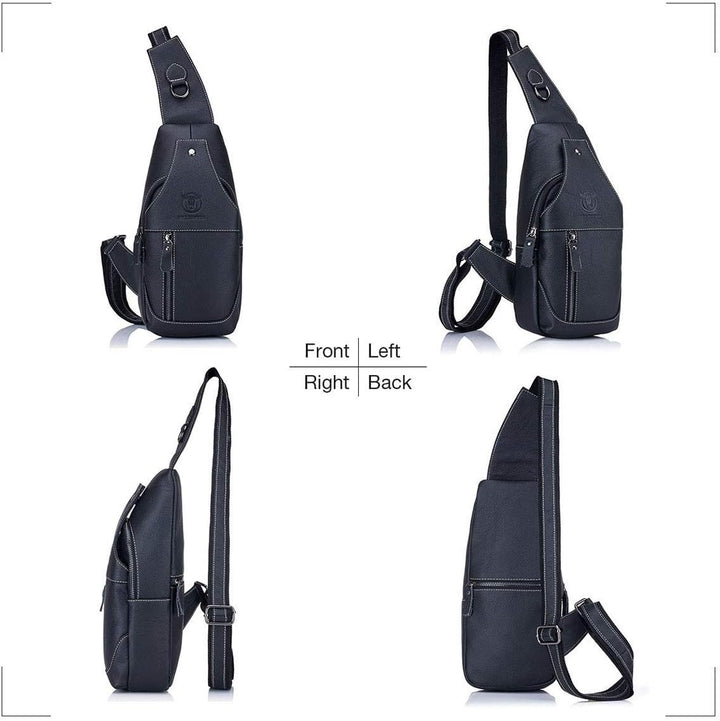 Tasche Leder Herren Sling Bag Schulter Rucksack Schultertasche Brusttasche Wasserresistent Tragetasc