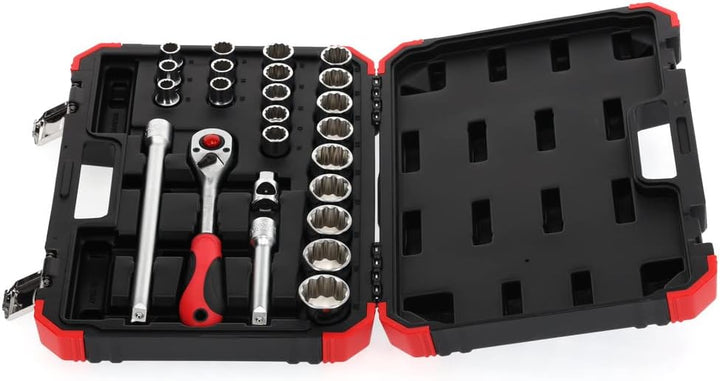 GEDORE red Steckschlüsselsatz, 24-teilig, Mit Umschaltknarre, Ratsche, Steckschlüssel und Bitsatz, 1