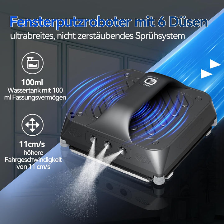 Fensterputzroboter mit 6 Wasserdüsen, 8000Pa Fensterreinigungsroboter mit Verschiedene Reinigungsmod