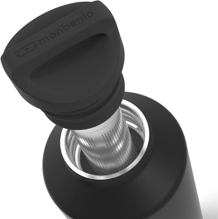 MONBENTO - Isotherme Wasser Flasche MB Steel Onyx 500ml - Edelstahl - Auslaufsicher - Infusor - Hält