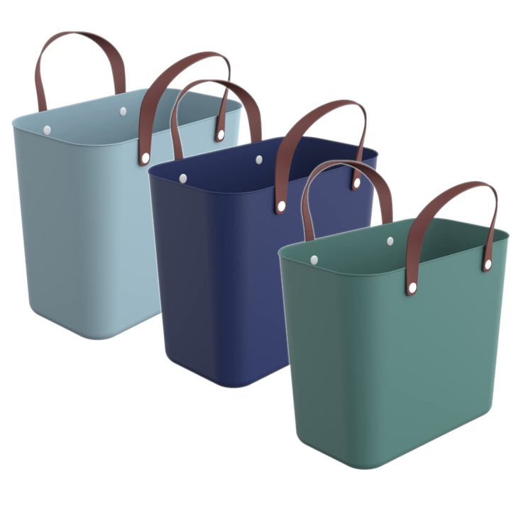 Rotho Albula 3er-Set Einkaufskorb 25l, Kunststoff (PP recycelt), Mehrfarbig, 3x25l, (40 x 23,5 x 34