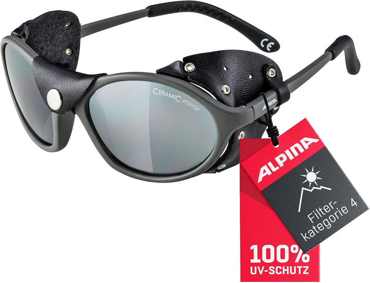 ALPINA SIBIRIA - Kat.4 Gletscherbrille mit seitl. Blend- & Windschutz aus Leder und Gletscherbrille1