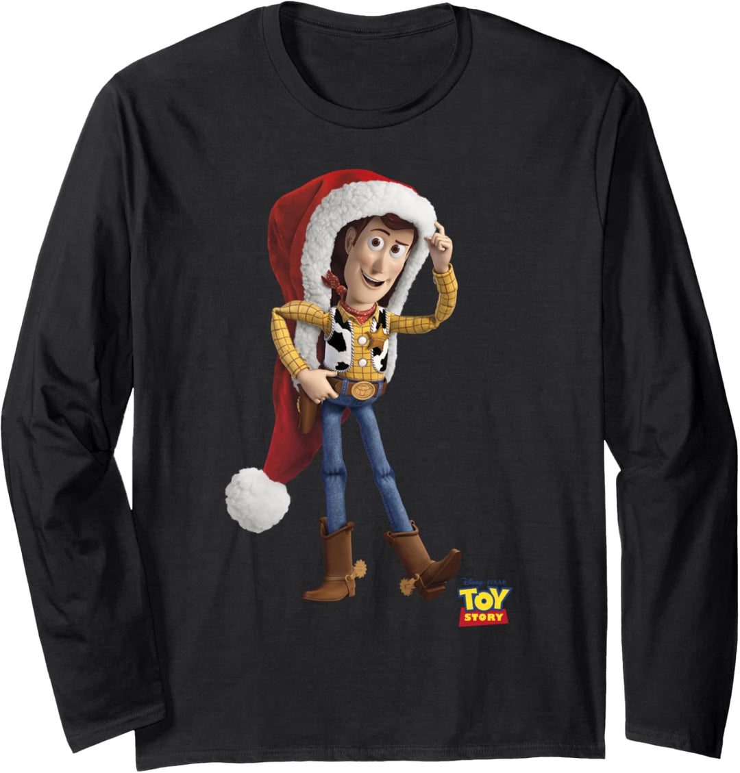 Disney Pixar Toy Story Christmas Woody Santa Hat Portrait Langarmshirt