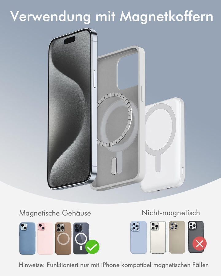 Podoru for Magsafe Powerbank iPhone 5000mAh, Wireless Power Bank mit Typ-C Kabel, Magnetisch Powerba