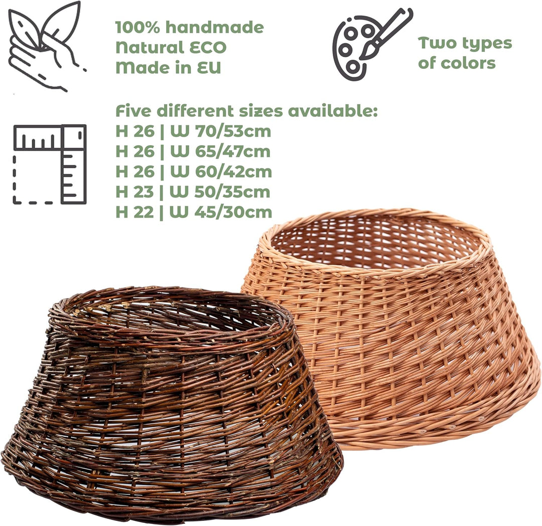 BOGATECO Weidenkorb für den Weihnachtsbaum 60cm Durchmesser | Weihnachtsbaum Rock aus Weide | Weihna