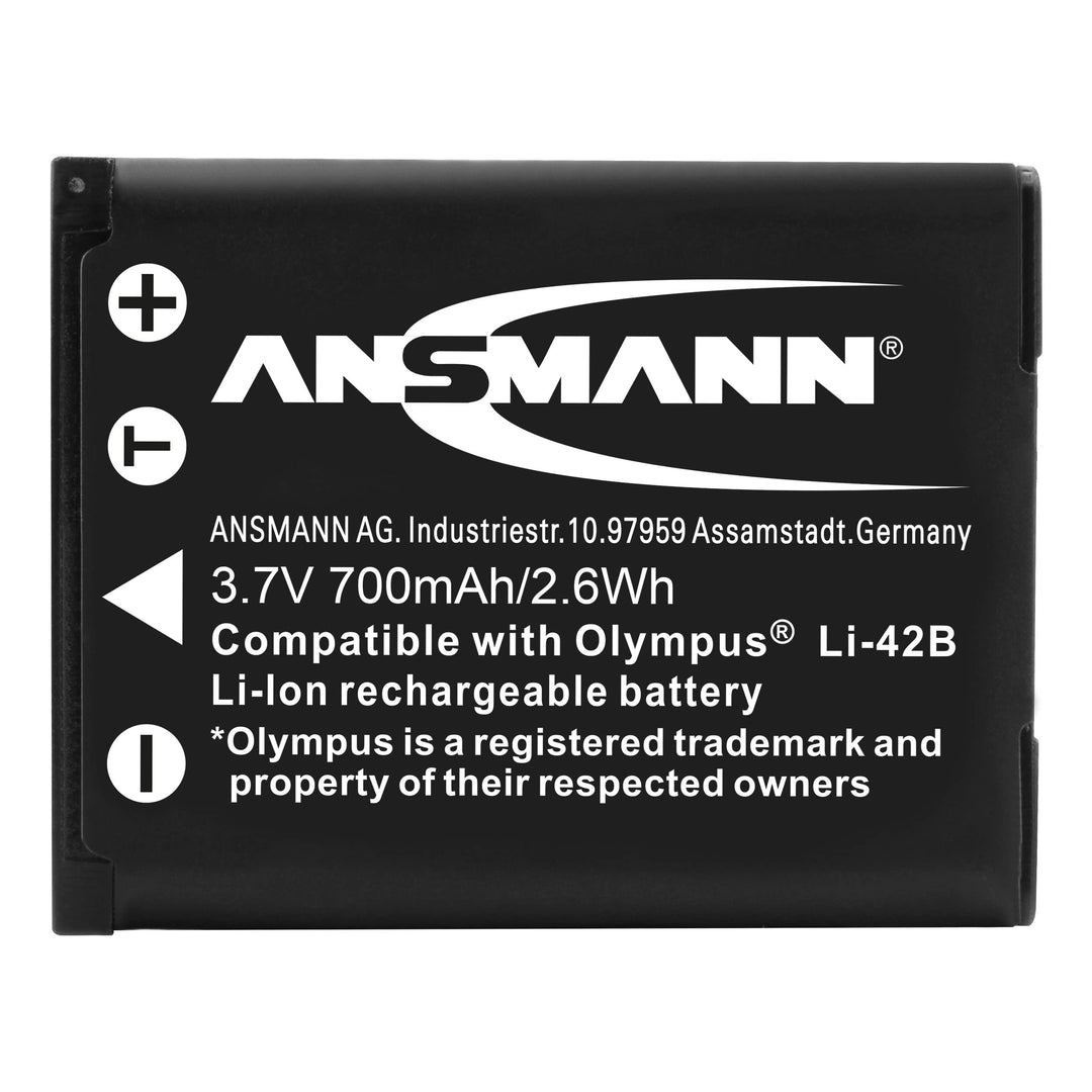 ANSMANN Li-Ion Akku A-Oly Li 42B 3 7V / Typ 700mAh / Leistungsstarke Akkubatterie für Foto Digitalka