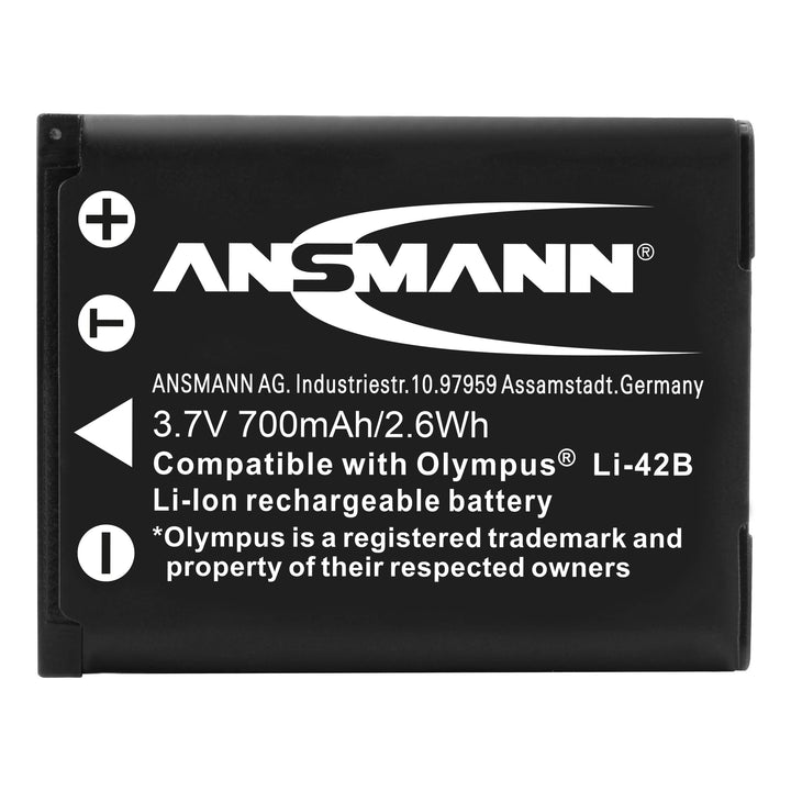 ANSMANN Li-Ion Akku A-Oly Li 42B 3 7V / Typ 700mAh / Leistungsstarke Akkubatterie für Foto Digitalka