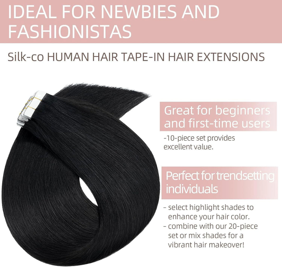 Tape Extensions Echthaar 10stk, Remy Tape in Extensions Haarverlängerung, Skin Weft Echthaar Haarext