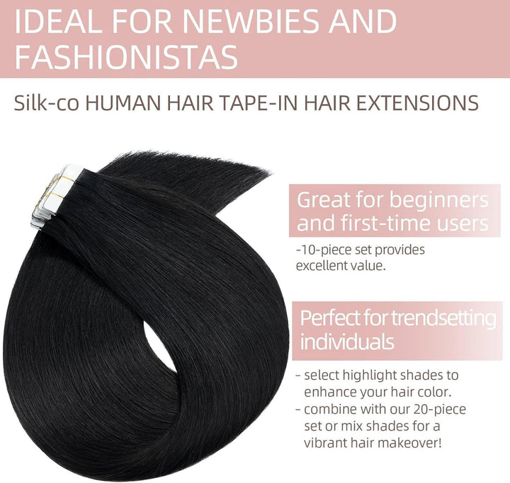 Tape Extensions Echthaar 10stk, Remy Tape in Extensions Haarverlängerung, Skin Weft Echthaar Haarext