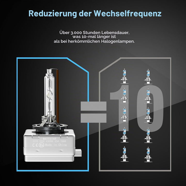 Wattstar D1S 4300K Glühlampe, Xenon-Scheinwerfer, 35 W HID, Scheinwerfer ersetzen, wasserdichtes IP6