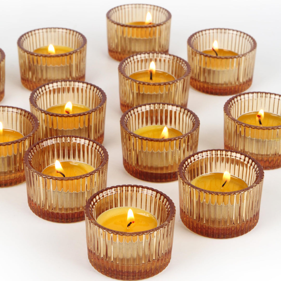 HofferRuffer Teelichthalter, 12 Stück, Glas-Teelichthalter für Abendessen, Hochzeit, Party, Weihnach