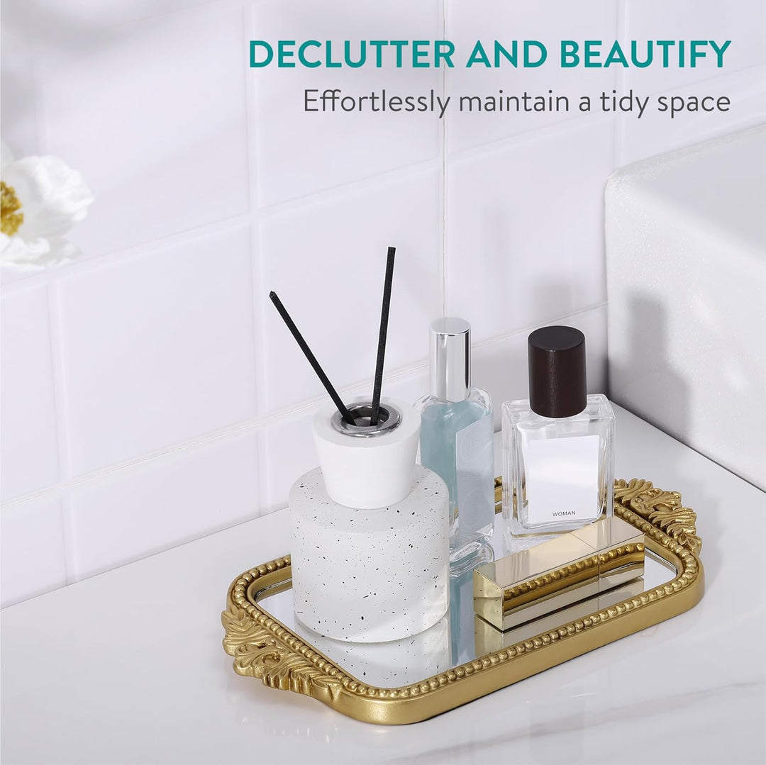 Navaris Antikes Gold Tablett - Eleganter Parfum Organizer - Perfekt als Schmuck Tablett, Parfüm Orga