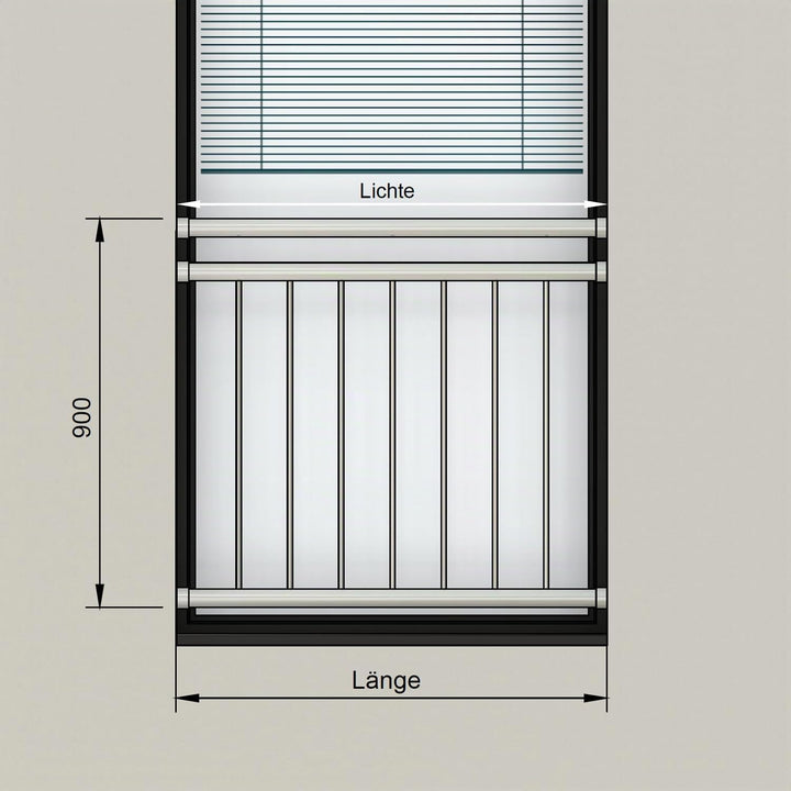 Edelstahl V2A - Französischer Balkon Franz Geländer Stabgeländer Innenbefestigung - 100x90 bis 185x9
