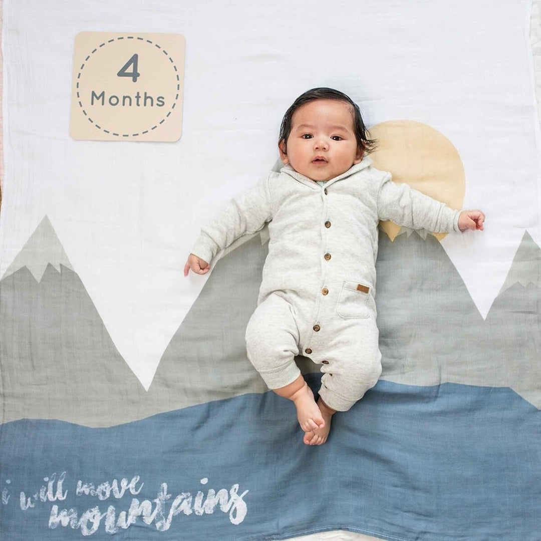 lulujo Baby's First Year Meilenstein-Decke und Karten-Set | 101,6 x 101,6 cm (I Will Move Mountains)