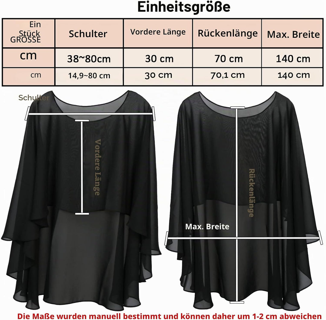 Ladiery Sheer Chiffon Capes Weiche Capelets für Frauen, leichte Tücher und Wraps für Abendpartykleid