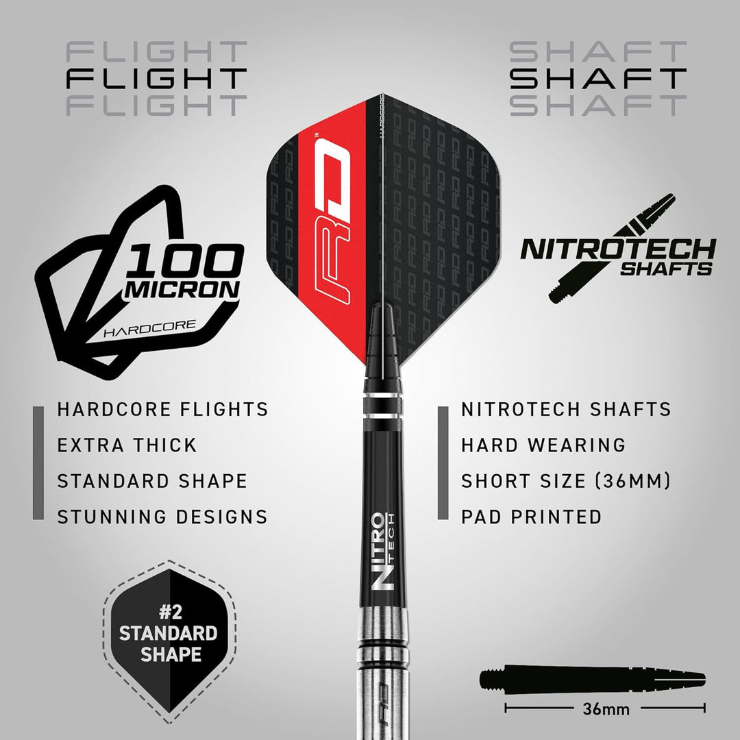 RED DRAGON Gian Van Veen Premium Wolfram Darts Set mit Flüge und Stielen 24.0 Gramm, 24.0 Gramm