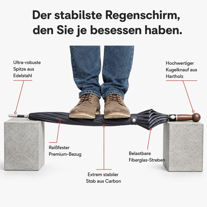 Sicherheitsschirm | Verteidigungsregenschirm + Videokurs | XXL Golf Regenschirm 103cm Lang | Regensc