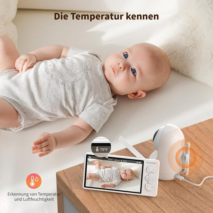 5,5 Zoll Babyphone mit Kamera Codnida 3MP HD Video Babyfon Camera,Baby Camera mit Bewegungsmelder un