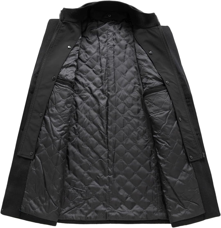 Sliktaa Herren Wollmantel dicker Trenchcoat mittlerer Länge Mantel Kerbe Kragen warmer Mantel Herren