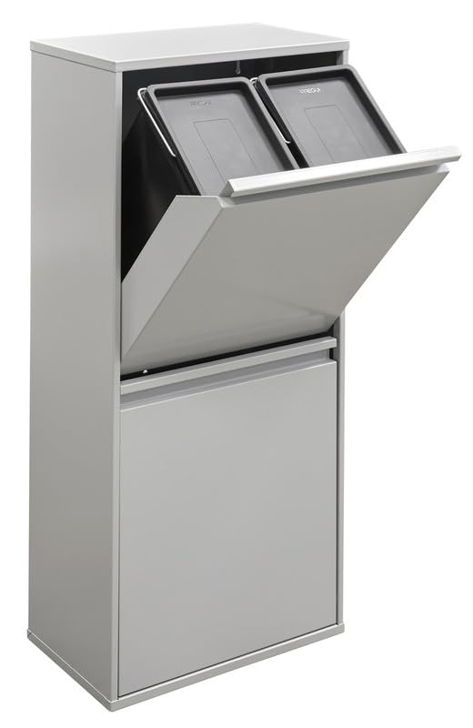 ARREGUI Basic CR402-B Mülltrennsystem aus Stahl | 3 Fächer Mülleimer für die Küche | 3 Fach Abfallei