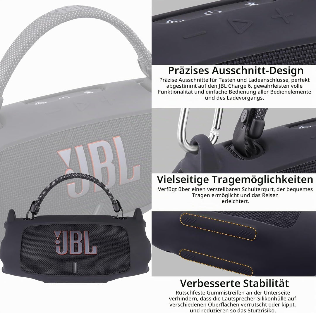 Khanka Silikonhülle für JBL Charge 6 Bluetooth-Lautsprecher | Für JBL Charge 6 Lautsprecher;mit Schu