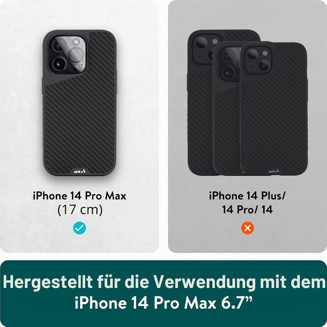 Mous - Hülle für iPhone 14 Pro Max - Carbonfaser - Limitless 5.0 - Handyhülle iPhone 14 Pro Max MagS