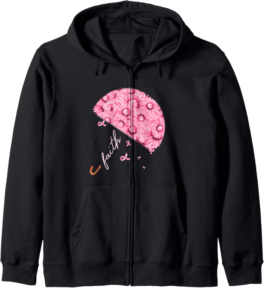 Sunflower Umbrella Support Breast Cancer Month Kapuzenjacke