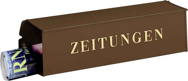 Burg-Wächter Zeitungsrolle mit Metall-Seitendeckel, Briefkastenergänzung, Eckig, Verzinkter Stahl, 8
