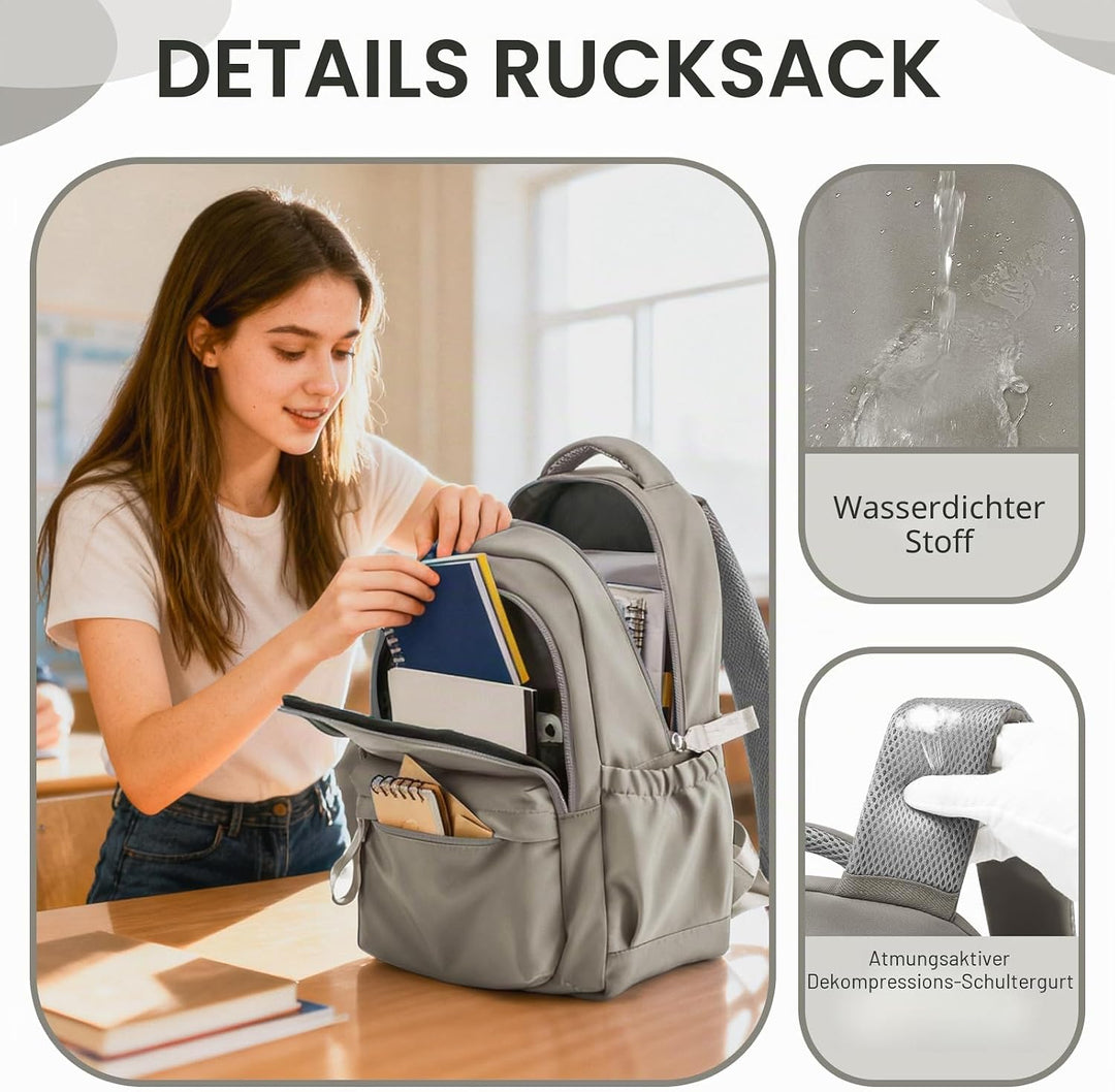 Schulrucksack Damen,Causal Schultasche Mädchen Teenager, Laptop Rucksack Damen Schulmädchen Casual T