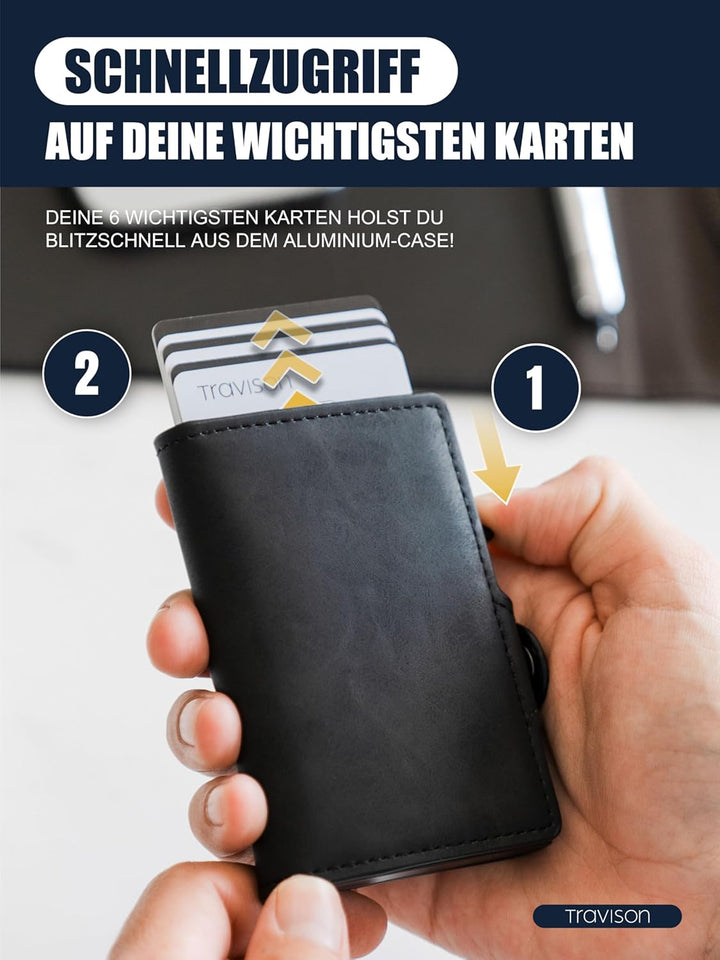 Travison® SMART Wallet mit Münzfach und Geldscheinfach - Kartenetui mit Münzfach und Schnellzugriff