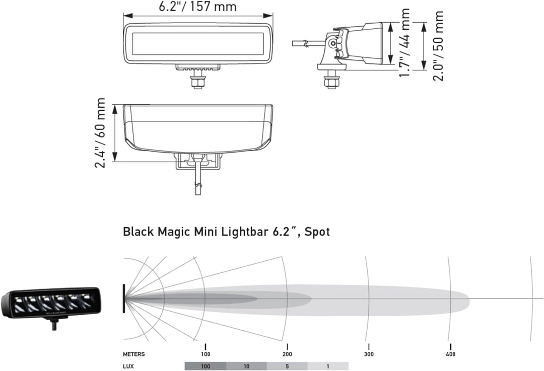 HELLA 1FB 358 176-211 LED-Fernscheinwerfer - Black Magic Mini Lightbar 6.2" - 12/24V - Anbau - Kabel
