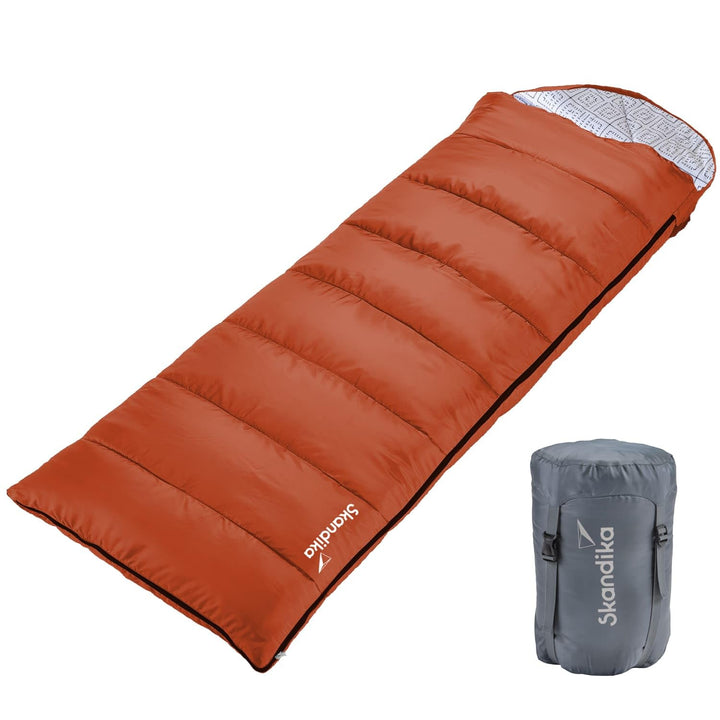 Skandika Deckenschlafsack Iceland Single | Schlafsack Outdoor für Erwachsene, 3 Jahreszeiten mit Bau