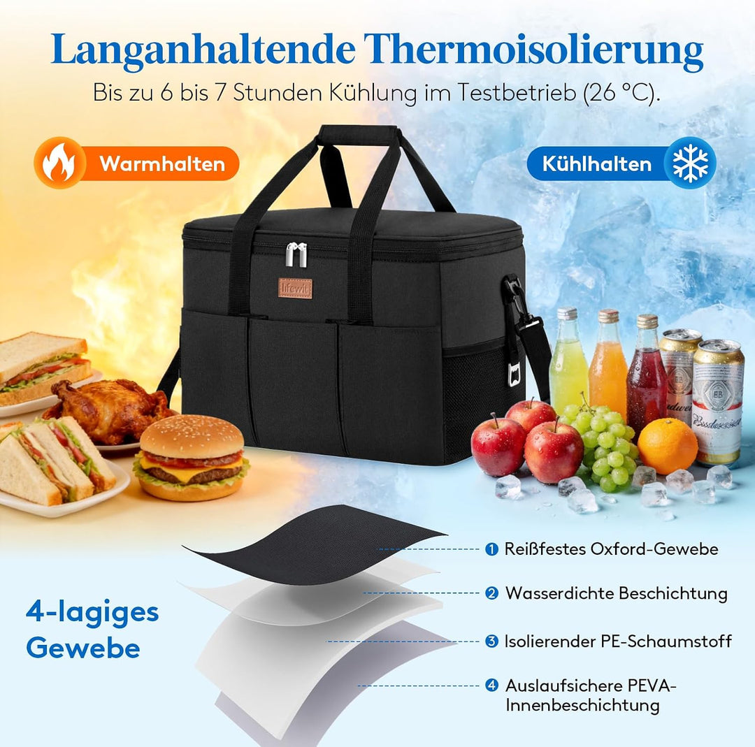 Lifewit Kühltasche 30L, Kühlung Thermoisoliert Tragbar Faltbar Wasserdicht, Gross Picknicktasche für